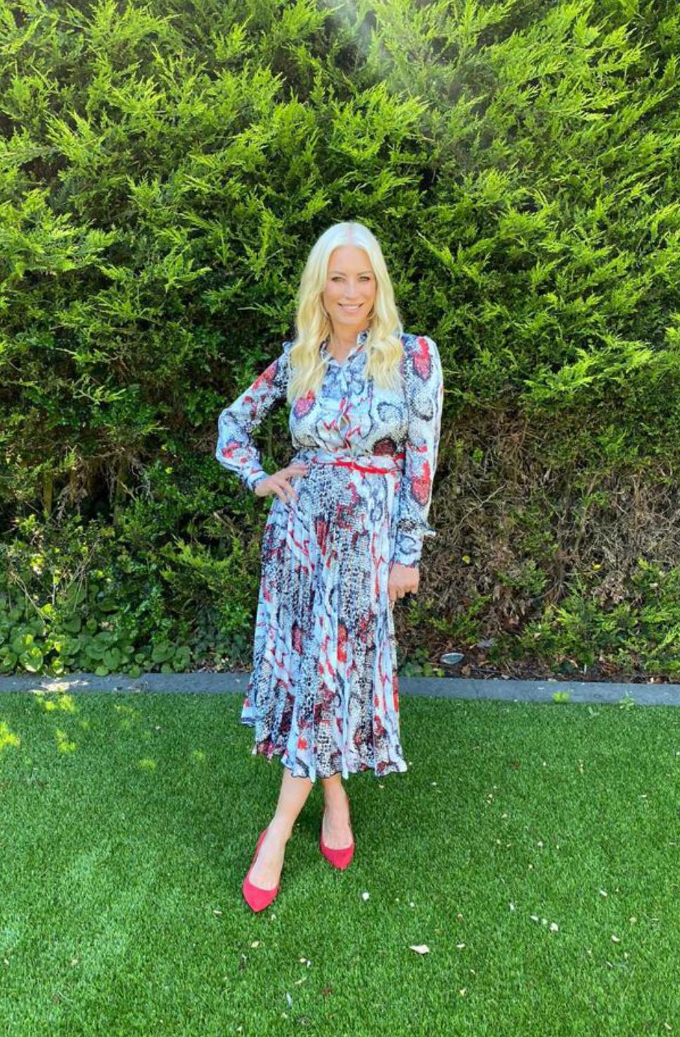 Denise Van Outen Filming Wearing The Iris Dress Yan Neo London