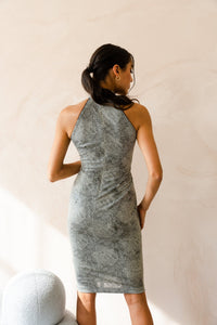MELINA - White & Black Textured Sleeveless Midi Dress - Yan Neo London