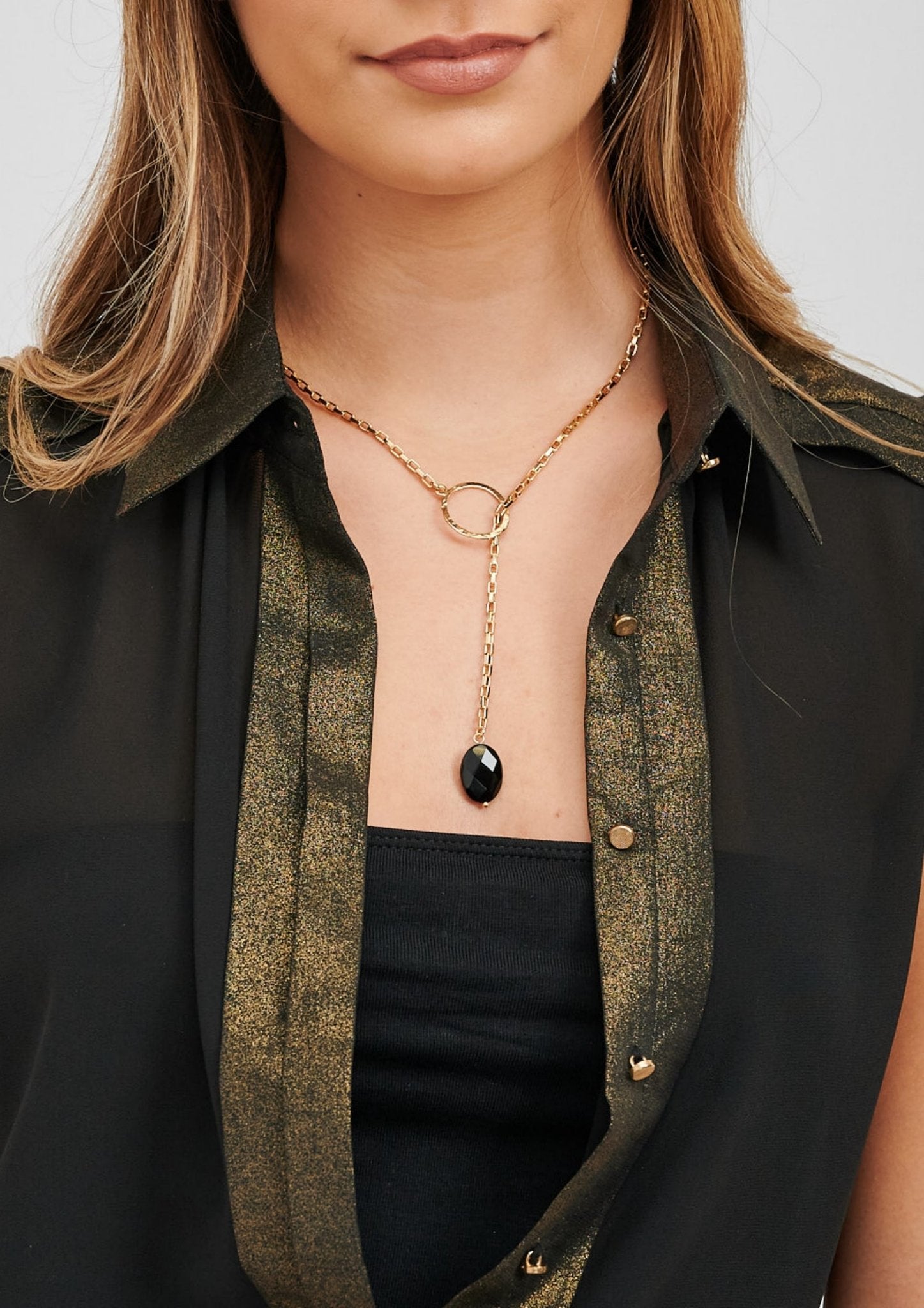 Black store lariat necklace