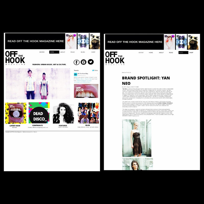 Press: Off The Hook Magazine - Yan Neo Brand Spotlight - Yan Neo London