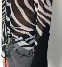 MINTA - Chiffon Zebra Print Neck Bow Tie Shirt - Yan Neo London