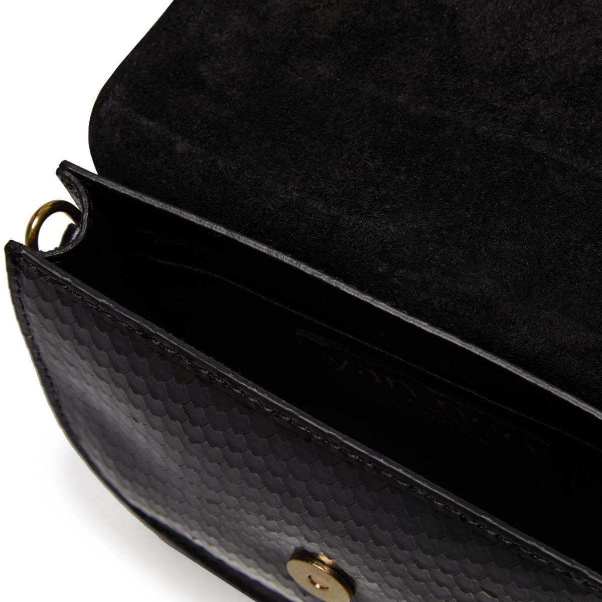 Black Snake Print Cut Textured Real Leather Bag - Yan Neo London