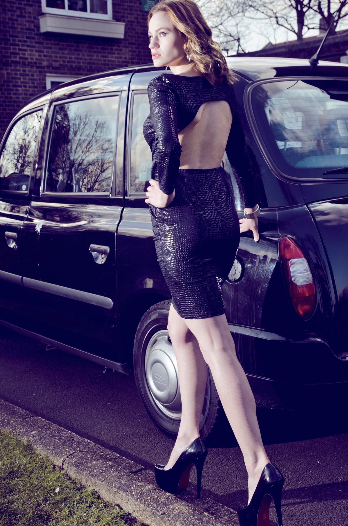 HERA - Animal Print Black Backless Shimmer Dress - Yan Neo London
