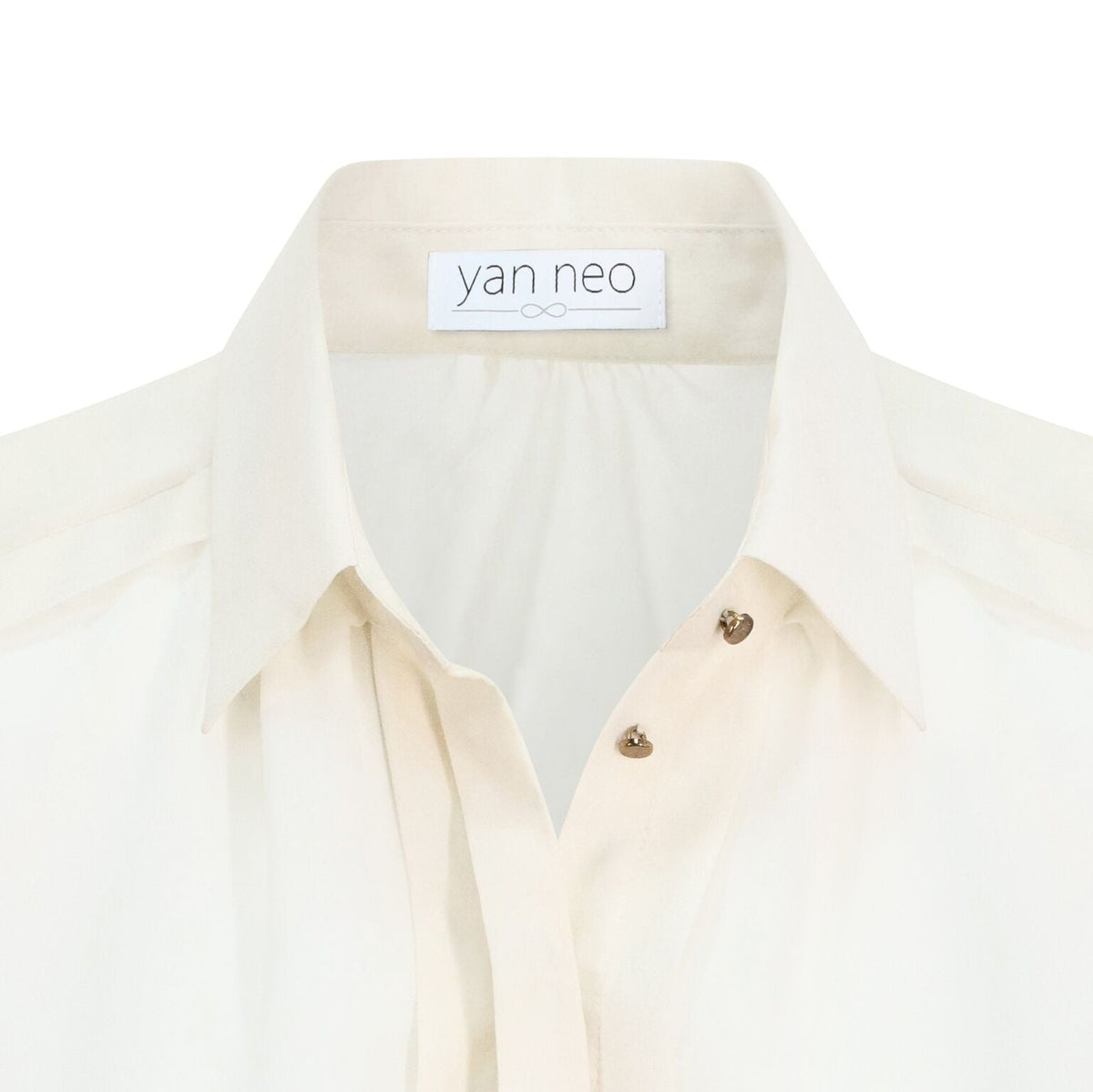 Sheer Cream & Gold Shimmer Panelled Sleeveless Shirt by Yan Neo London - Yan Neo London