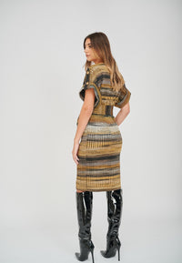 Yan Neo London Zoe Stripe Print Jacquard Dress - Yan Neo London